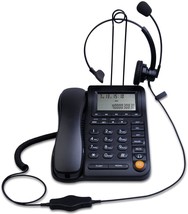 Call Center Corded Phone With Monaural Headset Noise Canceling, P017B. - £58.57 GBP