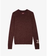 Zadig &amp; Voltaire Source Cashmere Burgundy Pullover Logo Sweater $548, XS... - $3,396.60 MXN