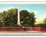 Mary Washington Monument Fredericksburg Virginia VA UNP Linen Postcard Y11 - £2.33 GBP