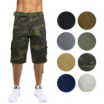 Mens Belted Cargo Shorts Distressed Cotton Vintage Lounge Hiking Sizes 3... - $16.97