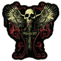 Hot Leathers - PPA4037 Flying Skull Gothic Cross Patch (12&quot; Width x 12&quot; ... - £16.01 GBP