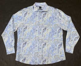 SAKS FIFTH AVENUE 100% Linen Shirt Men’s Slim Fit XL Button Up Blue &amp; Wh... - $28.98