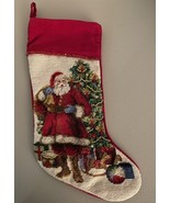 Christmas Stocking Embroidered Beaded Sequins Christmas Tree Santa Stocking - $30.92 CAD