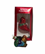 Old World Christmas Blown Glass Ornament Rooster &amp; Christmas House Cardi... - $279.21 MXN