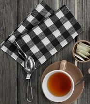 18&quot; x 18&quot; Dinner Napkins ~ Black &amp; White Check ~ 100% Cotton Fabric Napkin - £17.72 GBP