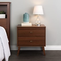 Cherry 2-Drawer Mid Century Modern Nightstand, Prepac Milo. - $145.95