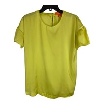 Joe Fresh Women Shirt Size Medium Yellow Zipper Short Sleeve Blouse Normcore NEW - £19.14 GBP