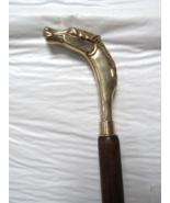 Vintage Jim Hall Brass Derby Horse Head Cane Walking Stick 33-1/2&quot; Long ... - $148.49