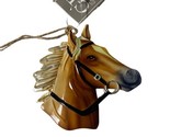 Gallarie II Tan Double Sided Metal Horse Head Christmas Ornament - £7.18 GBP
