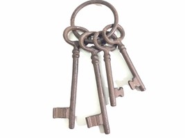 Antique Vintage Old Big Iron Skeleton Key Prison Key Lock  lot of 4 - £31.59 GBP