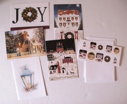 Merry Christmas Holiday Greeting Cards Set of 5 with Sheet of 10 Stickers - $2.13