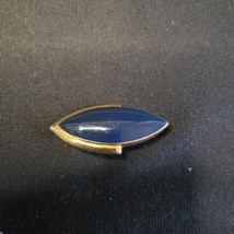 Monet Brooch Navy Blue Enamel Gold Tone Pin Modern Lines Geometric 2&quot; Signed - £15.50 GBP