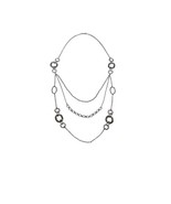 Silver Plated Multi Layered Necklace Cable Chain with Snake Chain Accent... - $5.55