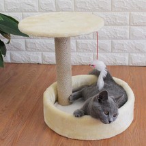 Cozy Haven: Compact Sisal Cat Tree with Interactive Toy and Jumping Platform - £67.31 GBP