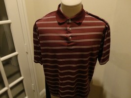 Brown Stripe PGA Tour  Polyester Golf Golfing polo Shirt Adult L Excellent - £18.55 GBP