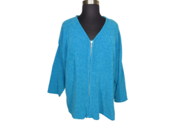 Roaman&#39;s Blue Oversized Long Sleeve Chenille Zip Up Sweater Plus Size 18... - $19.99