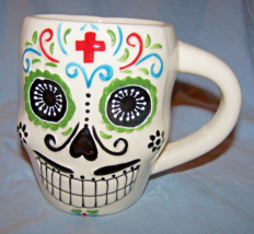 Sugar Skull Ceramic Stoneware Mug-Day of the Dead-Cracker Barrel-4 1/4 i... - £13.40 GBP