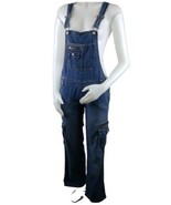 Y2K Old Navy Bib Overalls Womens Small Ultra Low Rise Straight Leg Blue ... - £28.54 GBP