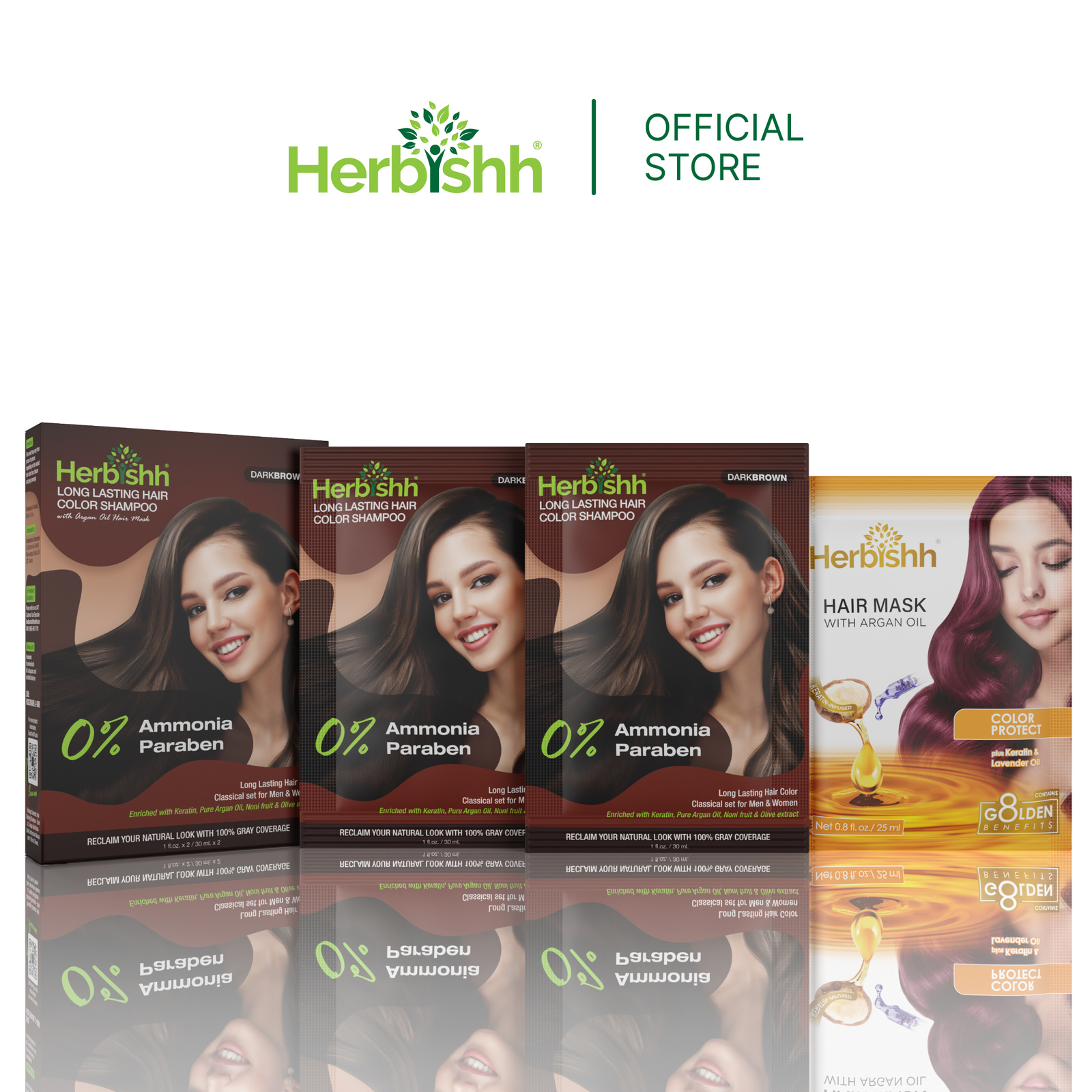 Herbishh Hair Care Permanent Color Dye Shampoo 2 pcs - 30ml - Dark Brown - $3.99