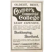 Comer&#39;s Commercial College 1897 Advertisement Victorian Boston School AD... - $368.12 MXN