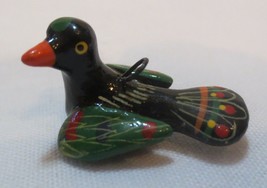 Tiny Miniature Black Budgie Bird Ceramic Ornament Jewelry Wings out - £11.82 GBP