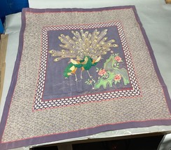 Vintage Peacocks 100% Silk Scarf - 34x30” - $19.79