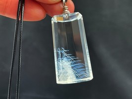 Phantom Crystal Quartz Pendant Blue Rutiles Handmade Jewelry E105521 - £81.16 GBP