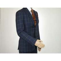 Men TALLIA Suit Wool Blend English Plaid Classic 2Button VDVA2SVX0013 Blue Brown image 5