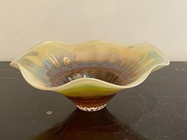 Rick Sherbert Signed Handblown Art Glass Bowl Centerpiece - £97.31 GBP