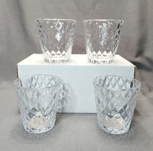Diamond Optic Crystal Whiskey Rocks Lowball Old Fashioned Glass Set of 4 Glasses - £27.69 GBP