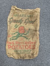 Vintage 100lb Speedy Spud Red River Valley ND Potato Burlap Gunny Sack Bag - £31.87 GBP