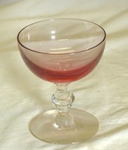 Pink Sherbet Glass Clear Stem - $12.86
