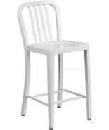 Mid-Century White &#39;Navy&#39; Style Counter Stool Cafe Patio Chair Outdoor Co... - $2,941.74 MXN