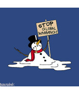 Snowman Sweatshirt Stop Global Warming S M XL NWT Fun Quality Blue - $40.06 CAD