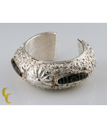 Sterling Silver Cuff Bracelet with Brown White Stones Vines Swirls &amp; Dra... - £683.01 GBP