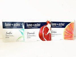 3 Lune+Aster 5 Minute Rescue Sheet Masks - Hydrate, Soothe, Detox 2.4oz Nwob - £15.77 GBP