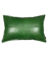 Green Pillow Cushion Stylish Genuine Soft Lambskin Cover Leather Decor - €44,34 EUR+