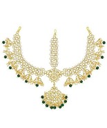Traditional Gold Plated Green Kundan Maang Tikka Matha Patti for Women G... - €27,51 EUR