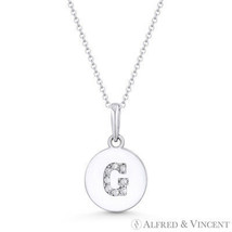 Initial Letter &quot;G&quot; CZ Crystal 14k White Gold 15x9mm Round Disc Necklace Pendant - £61.69 GBP+