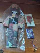 Estate Lot of Asian Paper Geisha Doll Purple &amp; Goldtone Bookmark &amp; Red &amp; Black O - £11.87 GBP