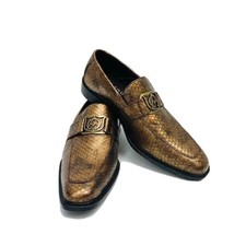 Bolano Men&#39;s Bronze Exotic Snake Print Moc Toe Loafers Walsh US Sizes 10... - $54.99