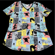 Looney Tunes Sz Small Bugs Tweety Taz Daffy Scrub Shirt Top Sylvester Nu... - £16.01 GBP