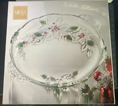 Mikasa &quot;Holiday Bloom&quot; Large Crystal Platter 15.75&quot; Christmas Germany Open Box - £14.55 GBP