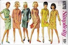 Vintage 1967 Misses&#39; SHIRT-DRESS Simplicity Pattern 6970 Size 14 UNCUT - £9.39 GBP
