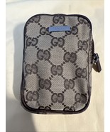 Gucci Authentic Pouch Accessory Case Canvas Leather Logo Beige - $1,829.09 MXN