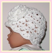 White Lace Baby Hat For Girls Lacy With Flower Babies Girl 6-12 Months Lacey - £10.39 GBP