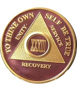 wendells 33 Year AA Medallion Purple Gold Plated Chip XXXIII - $18.31