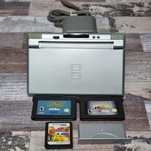 Nintendo DS Lite Silver Handheld System w/ 3 Games, Charger - Tested Clean  - £64.79 GBP