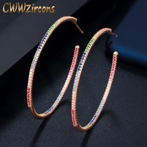 CWWZircons Gorgeous Thin MultiColor Cubic Zirconia Crystal Large Gold Color Loop - £17.52 GBP