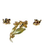 ROSE YELLOW GOLD STERLING SILVER PIN EARRINGS RETRO PERIOD CARL ART ESTA... - £58.54 GBP